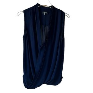 Babaton Silk Navy Surplice Blouse